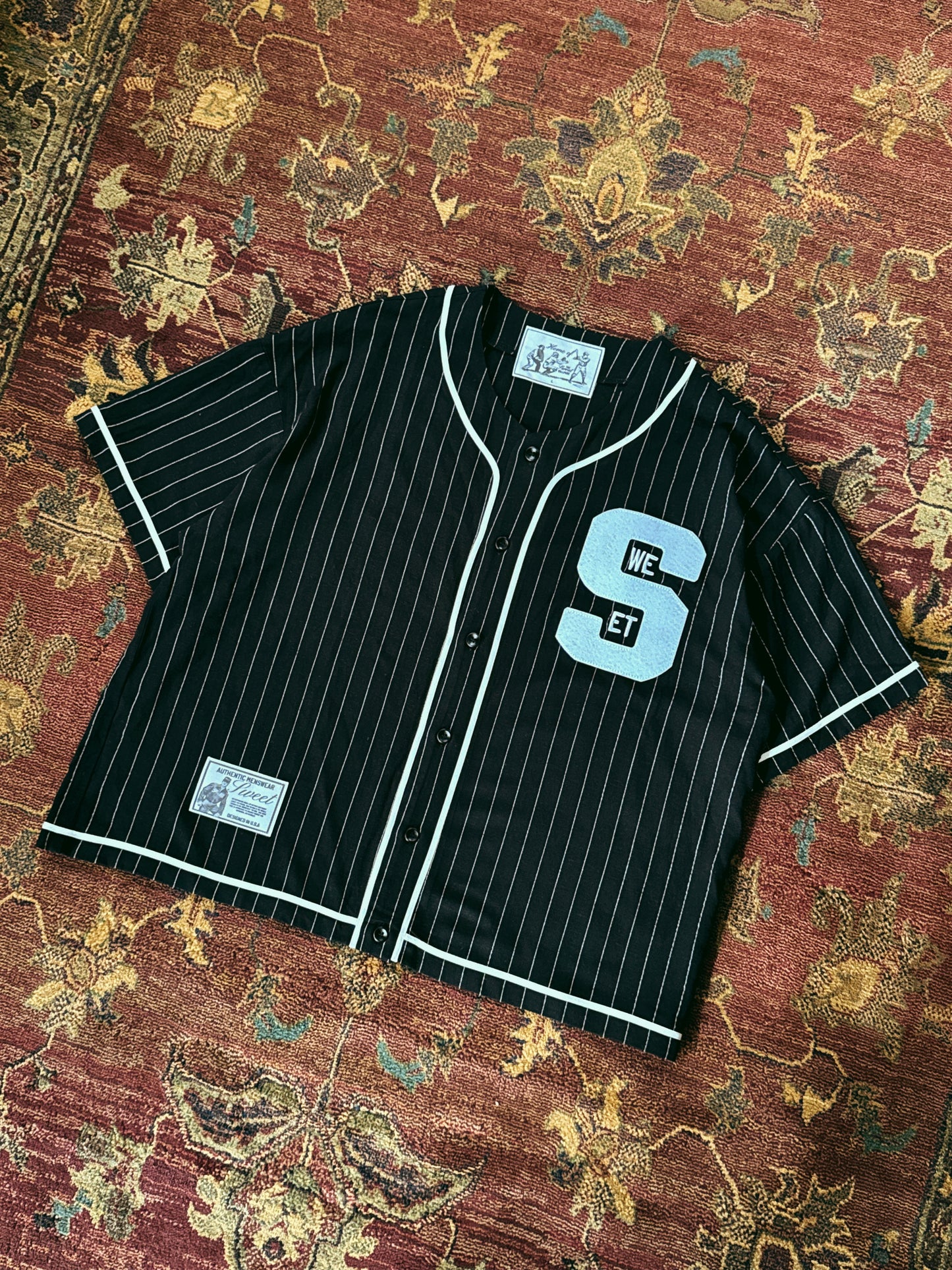 'SWEET PINSTRIPE JERSEY - BLACK'