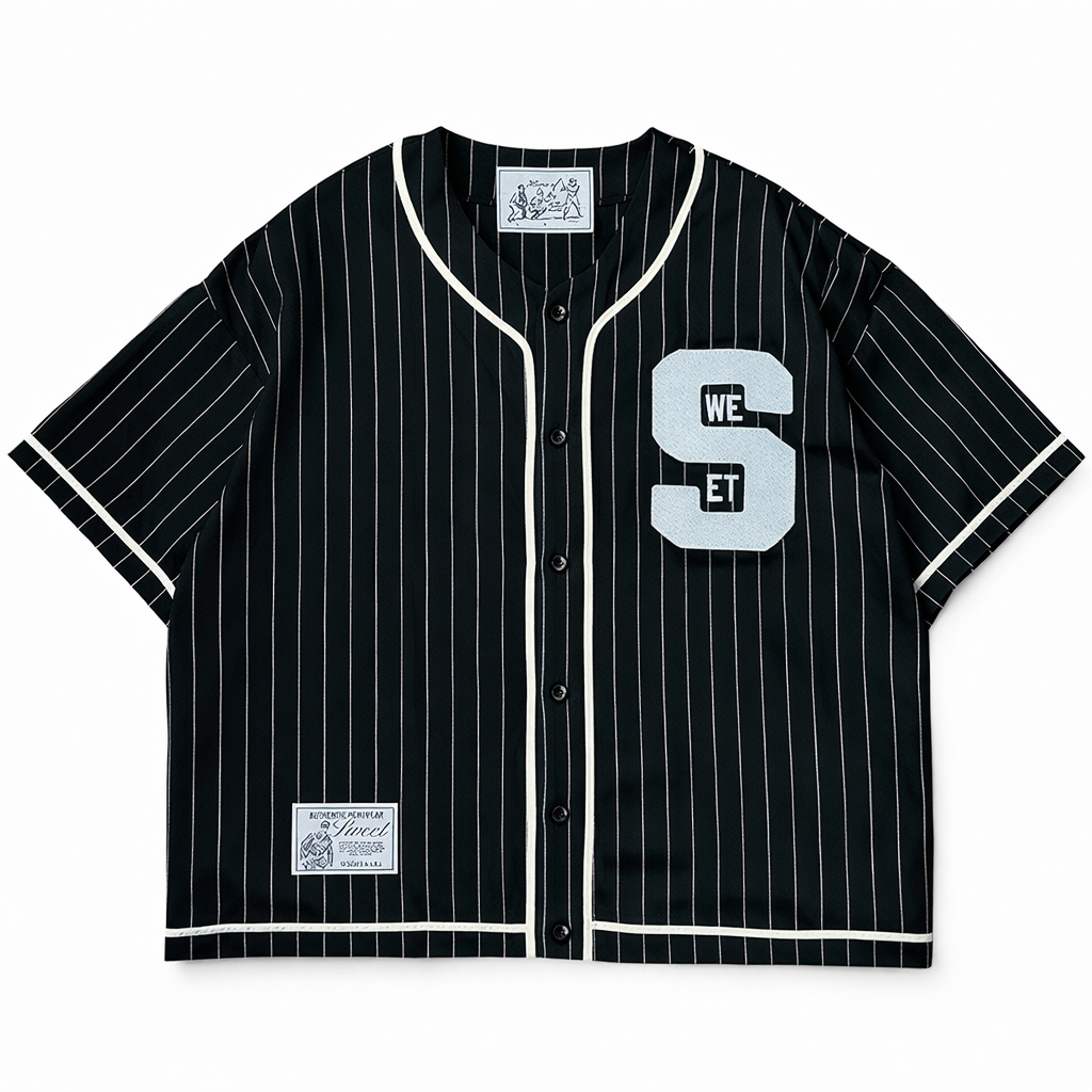 SWEET PINSTRIPE JERSEY - BLACK – Sweet Hat Company