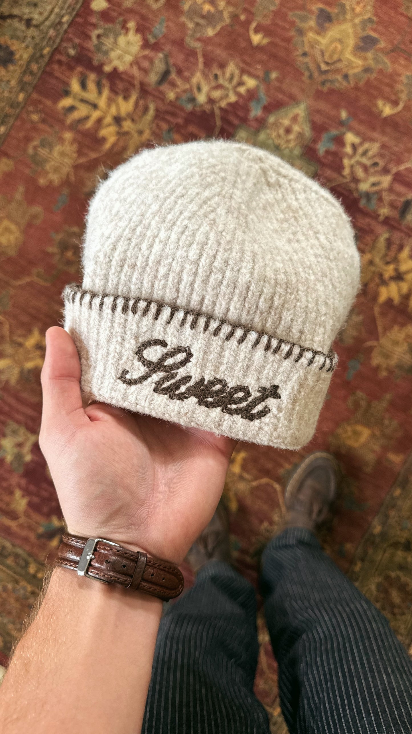 'SWEET OFF-WHITE KNIT BEANIE'