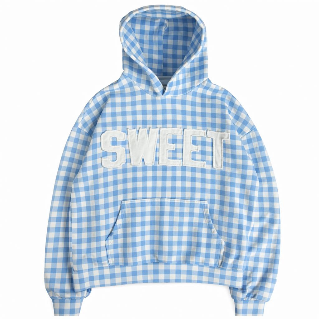 トップス LE CIEL BLEU Gingham Check Hooded Shirt SWEET BLUE GINGHAM – Sweet Hat Company