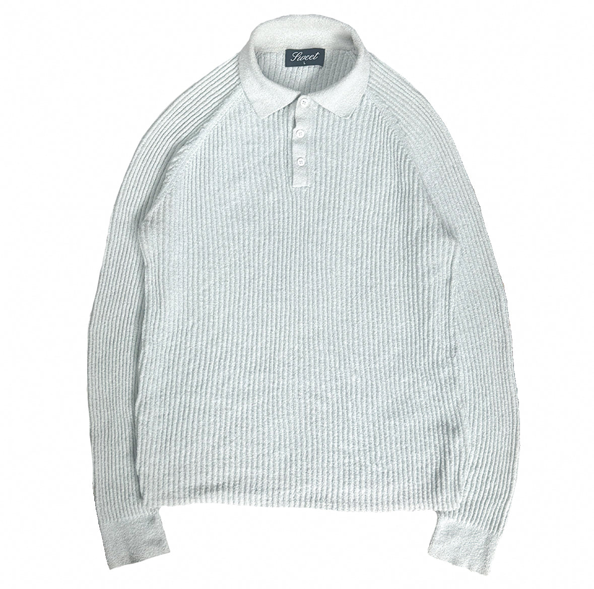 'SWEET GREY LONG SLEEVE RIBBED POLO'