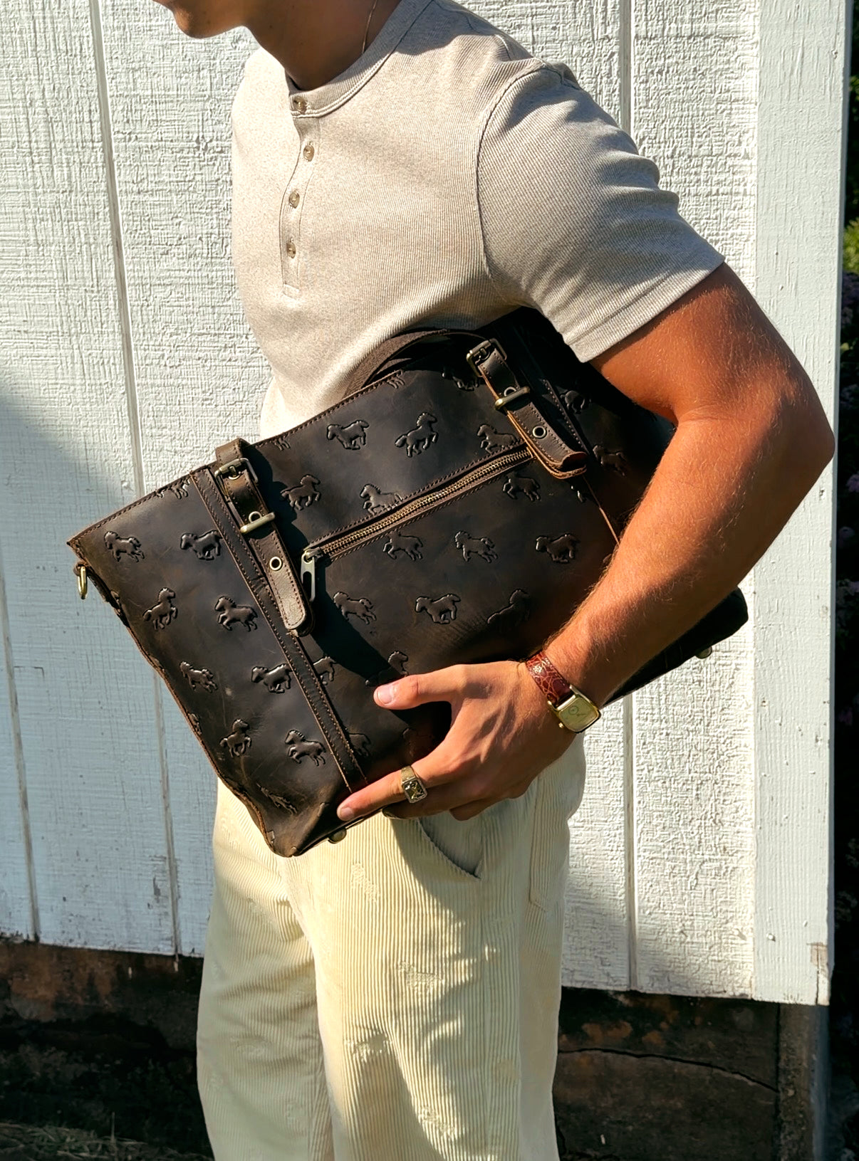 SWEET HORSE LEATHER TOTE BAG