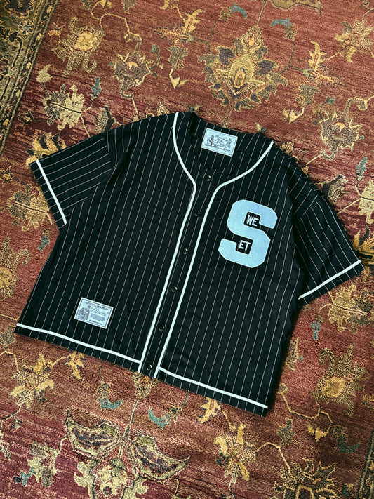 'SWEET PINSTRIPE JERSEY - BLACK'