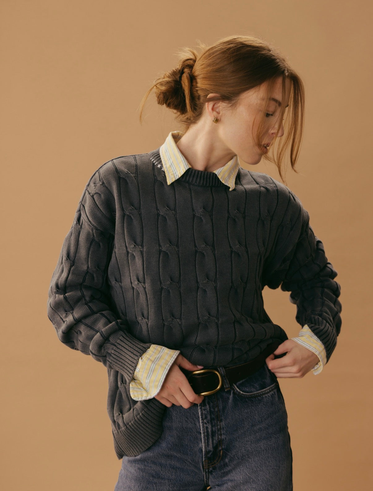 SWEET AGED NAVY CABLE KNIT