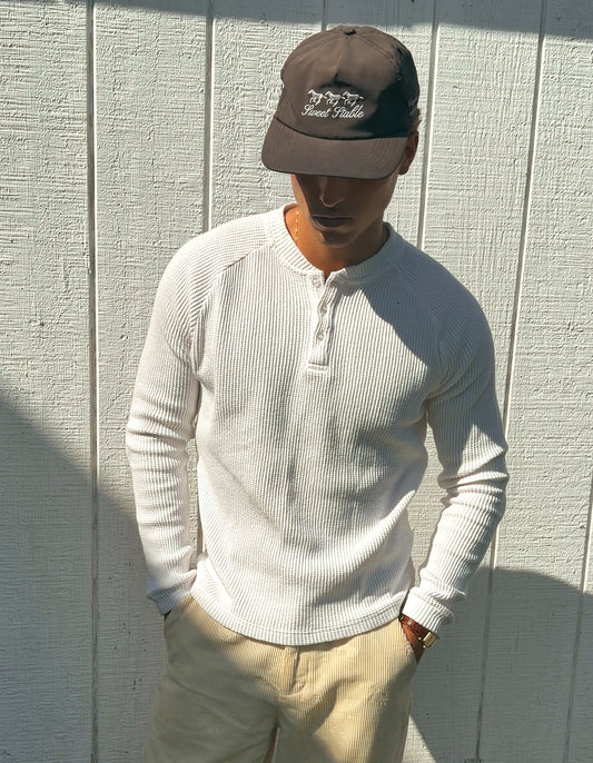 SWEET WAFFLE KNIT HENLEY
