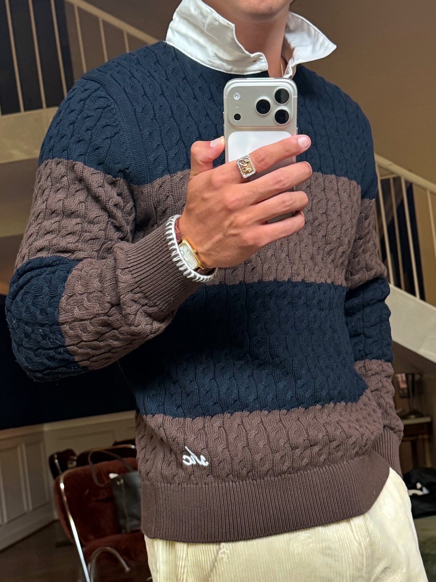 SWEET RUGBY POLO - BROWN & NAVY