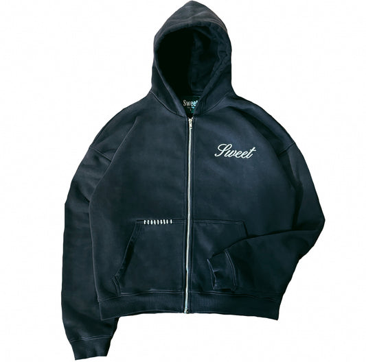 'SWEET AGED BLACK ZIP-UP'