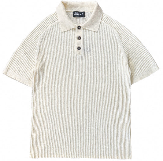 'SWEET OFF-WHITE RIBBED POLO'