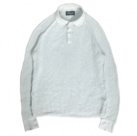 'SWEET GREY LONG SLEEVE RIBBED POLO'